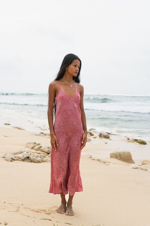 90s Icon V Slip Dress - Confetti Red