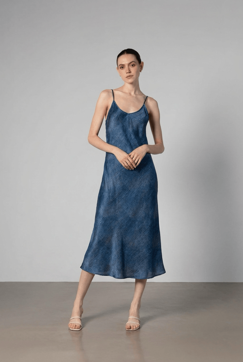 90s Icon V Slip Dress - Dark Denim