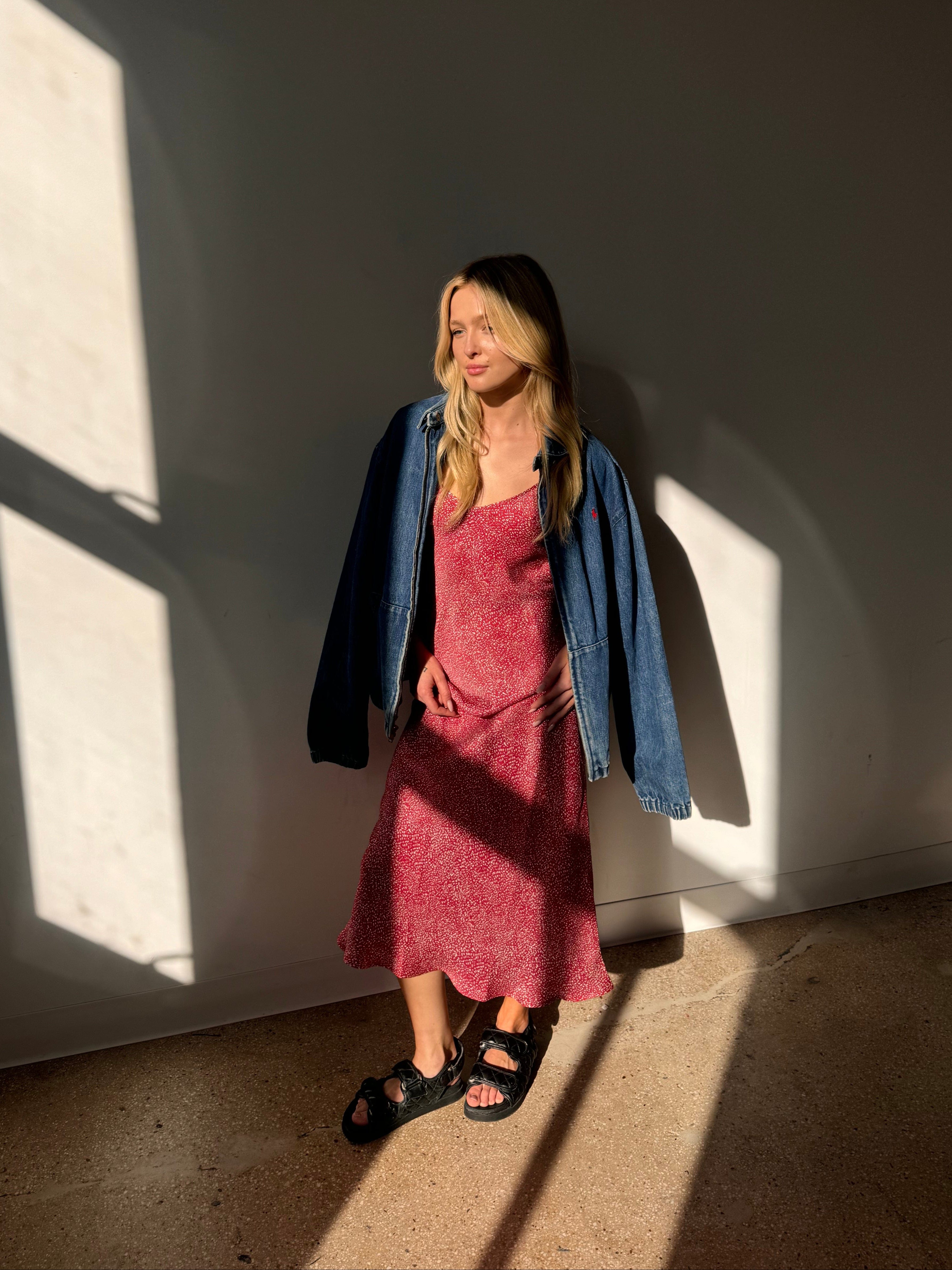 90s Icon V Slip Dress - Confetti Red