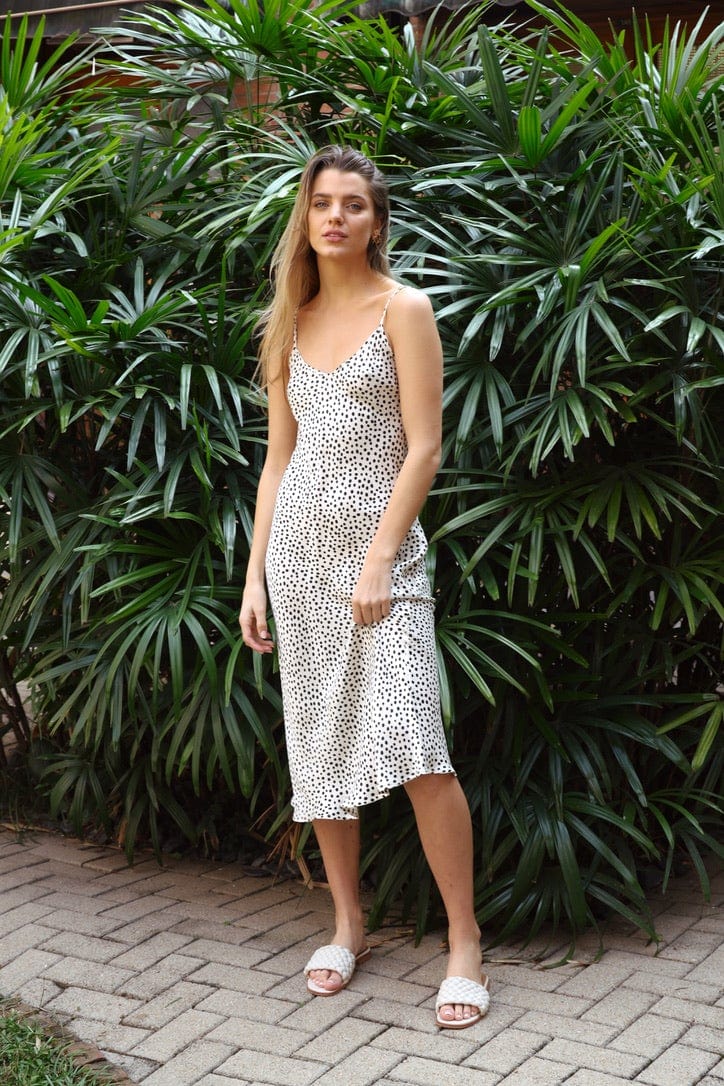 90s Icon V Slip Dress - Polka Dot